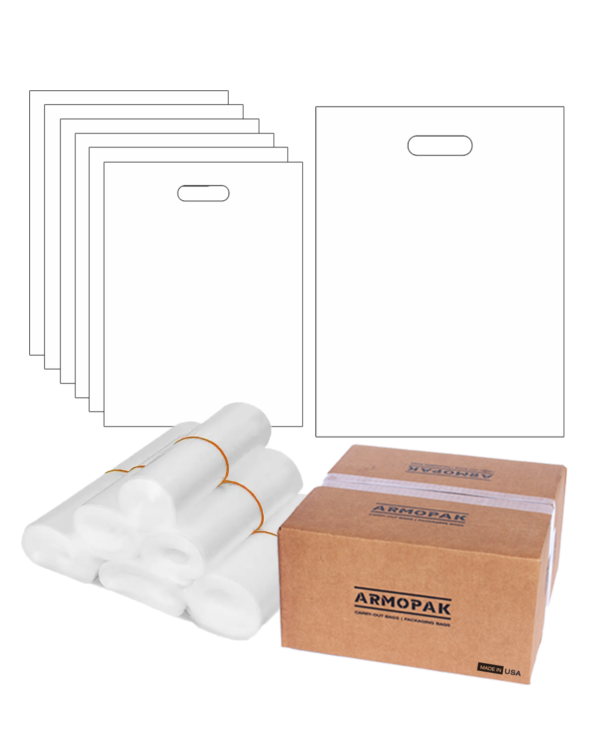 Clear Handle Bag 1000 Pack 12×16.5 Retail Trade Shows, Gift Bags, Die-Cut  For Business – Armopak