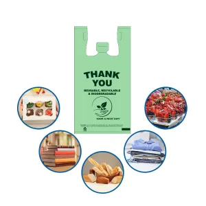 Biodegradable shopping bags features strong and durable for retail